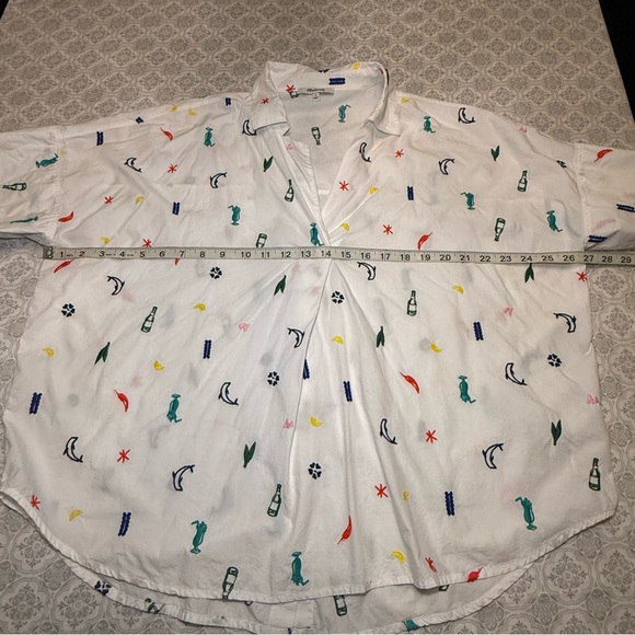 Madewell Summer Friday Embroidered Courier Button-Back Shirt Size L - Picture 11 of 13
